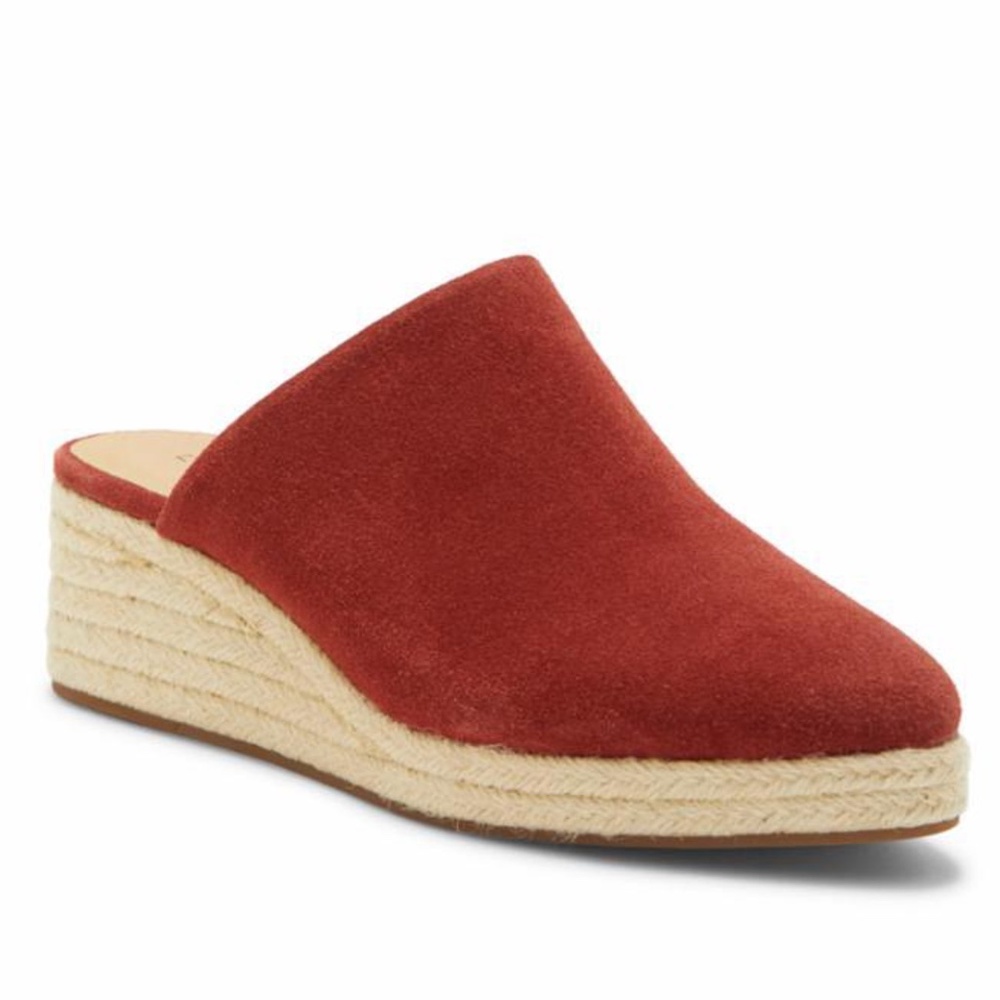 NWT NIB Lucky Brand Luceina Vintage Oily Suede Mule, Currant